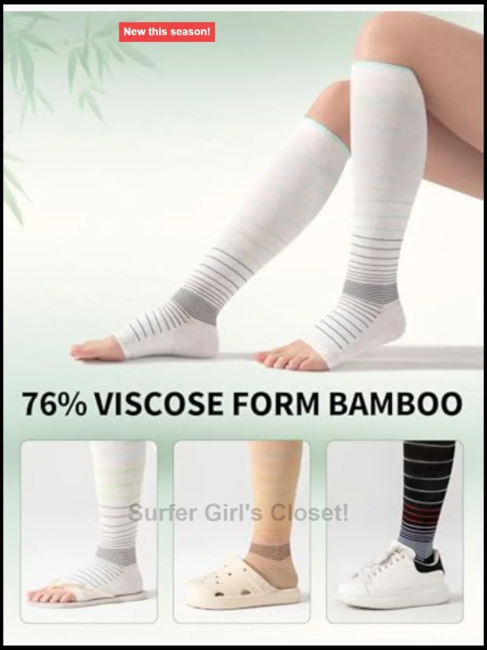 Bamboo Viscose Toeless Compression Socks 18-25 mmHg Women Men Size